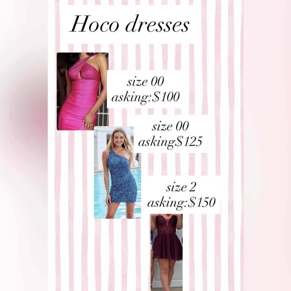 Pink and Blue One-Shoulder Dresses
